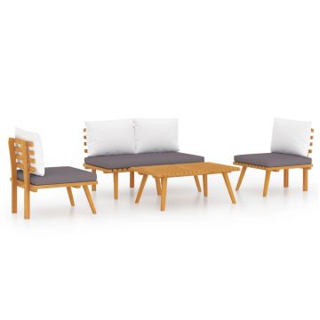 vidaXL Set mobilier de grădină cu perne, 4 piese, lemn masiv de acacia