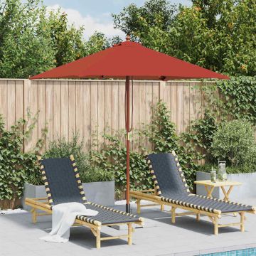 vidaXL Umbrelă de soare de exterior, stâlp lemn, 150x200 cm, teracotă
