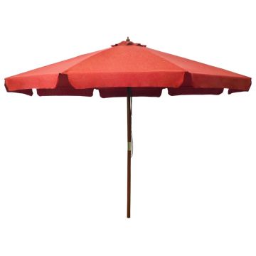 vidaXL Umbrelă de soare de exterior, stâlp lemn, cărămiziu, 330 cm