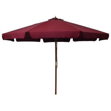 vidaXL Umbrelă de soare de exterior, stâlp lemn, roșu burgund, 330 cm