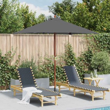 vidaXL Umbrelă de soare, exterior, stâlp lemn, 150x200 cm, antracit
