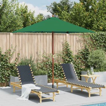 vidaXL Umbrelă de soare, exterior, stâlp lemn, 150x200 cm, verde