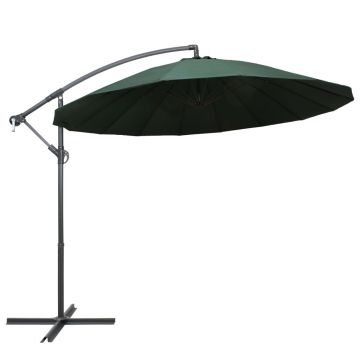vidaXL Umbrelă de soare suspendată, verde, 3 m, stâlp de aluminiu