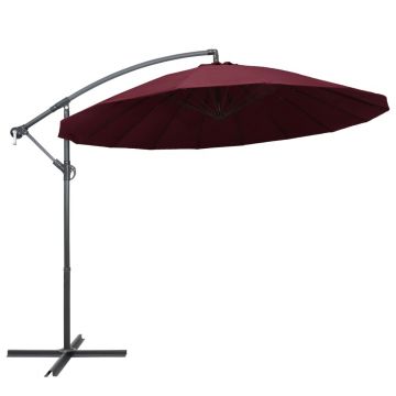 vidaXL Umbrelă de soare suspendată, vișiniu, 3 m, stâlp de aluminiu