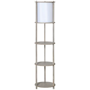 HOMCOM Lampa de podea cu rafturi, lampa de lectura moderna cu comutator de picior, baza E27 | AOSOM RO