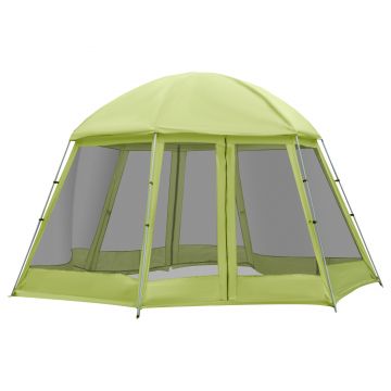 Outsunny Cort pentru Camping Hexagonal pentru 6-8 Persoane, cu 2 intrari, 493x493x240cm, Verde | Aosom Ro