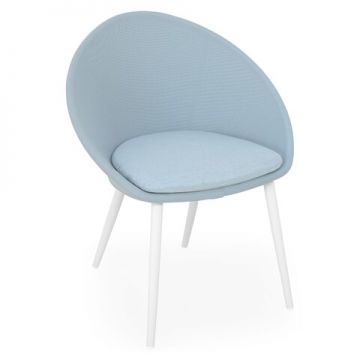 Set 4 scaune pentru exterior, Spade, L.62 l.66 H.82 cm, aluminiu/textilina, alb/albastru