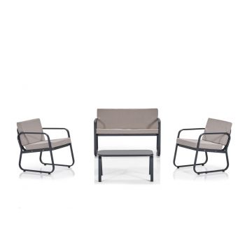 Set mobilier pentru gradina Ferni, Clara, 4 piese, bej/gri