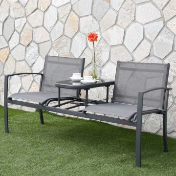 Set mobilier pentru gradina/terasa, Argos, canapea + masuta, L.145.5 l.61.5 H.74.5 cm, otel, gri