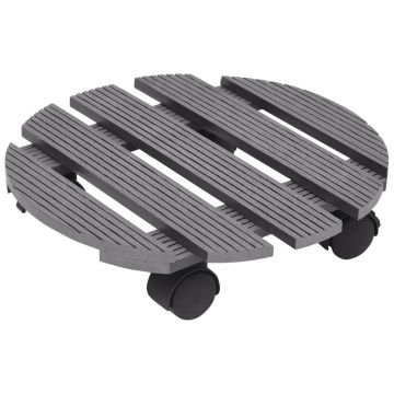 vidaXL Cărucioare pentru plante, 4 buc., gri, Ø30x7,5 cm, WPC