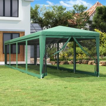 vidaXL Cort de petrecere cu 10 pereți din plasă, verde, 3x12 m, HDPE