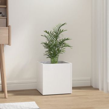 vidaXL Jardinieră cutie, alb extralucios, 40x40x40 cm, lemn compozit