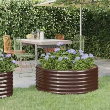 vidaXL Jardinieră grădină maro 100x100x36 cm oțel vopsit electrostatic