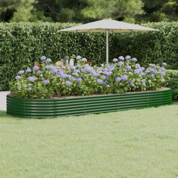 vidaXL Jardinieră grădină verde 373x140x36cm oțel vopsit electrostatic