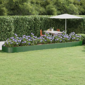 vidaXL Jardinieră grădină verde 600x140x36cm oțel vopsit electrostatic