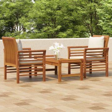 vidaXL Set mobilier de grădină cu perne, 3 piese, lemn masiv de acacia