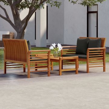 vidaXL Set mobilier de grădină cu perne, 3 piese, lemn masiv de acacia