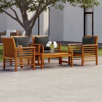 vidaXL Set mobilier de grădină cu perne, 5 piese, lemn masiv de acacia