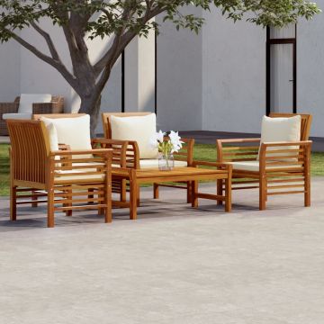 vidaXL Set mobilier de grădină cu perne, 5 piese, lemn masiv de acacia