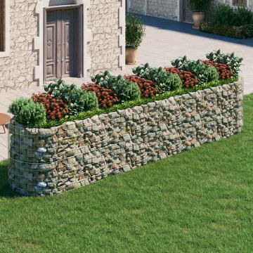 vidaXL Strat înălțat gabion, 500x100x100 cm, fier galvanizat