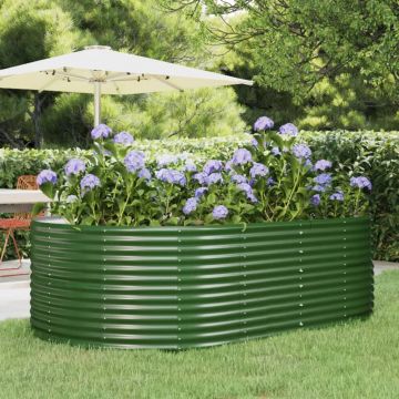 vidaXL Strat înălțat grădină verde, oțel vopsit electrostatic