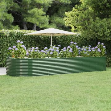 vidaXL Strat înălțat grădină verde, oțel vopsit electrostatic