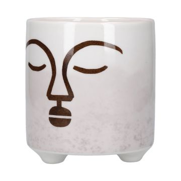 Ghiveci din ceramică albă și roz Kitchen Craft Terracotta Face