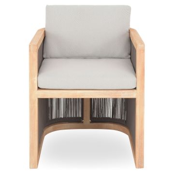 Scaun dining, Elba, L.56 l.61 H.65, lemn de teak, natur/gri