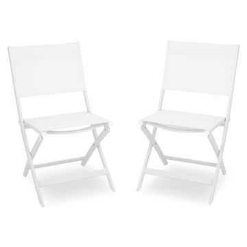 Set 2 scaune pliabile, Breeze, L.63 l.50 H.88, aluminiu, alb