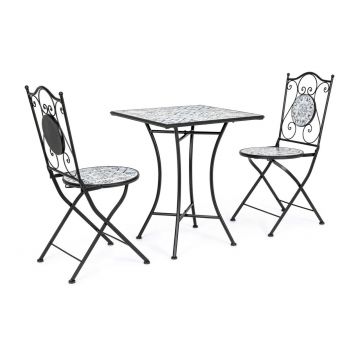 Set masa si 2 scaune pentru gradina Erice Square, Bizzotto, otel/ceramica