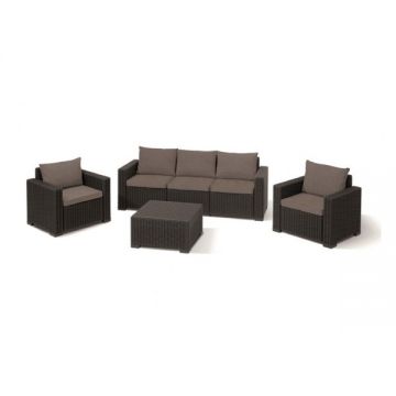 Set mobilier de gradina cu canapea California 3, Keter, maro