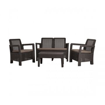 Set mobilier de gradina tarifa lounge, 4 piese, maro/ gri- taupe