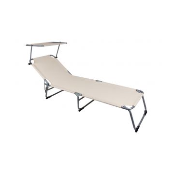 Sezlong cu baldachin Hawaii, Aluminiu, Bej