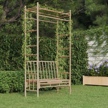 vidaXL Bancă de grădină cu pergolă, 116 cm, bambus
