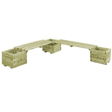 vidaXL Bancă jardinieră de grădină, lemn masiv pin tratat, B-Stock