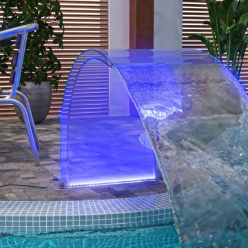 vidaXL Fântână de piscină cu LED-uri RGB și set conectori, acril 50 cm
