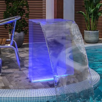 vidaXL Fântână piscină cu LED-uri RGB, set de conectori acrilic 51 cm