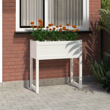 vidaXL Jardinieră, alb, 78x40x81 cm, lemn masiv de pin