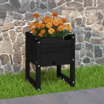 vidaXL Jardinieră, Negru , 40x40x52,5 cm, lemn masiv de pin