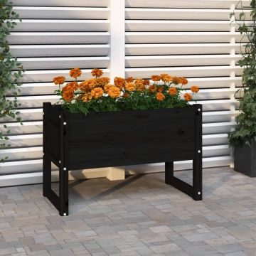 vidaXL Jardinieră, Negru, 78x40x52 cm, lemn masiv de pin