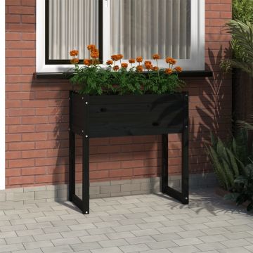 vidaXL Jardinieră, Negru, 78x40x81 cm, lemn masiv de pin