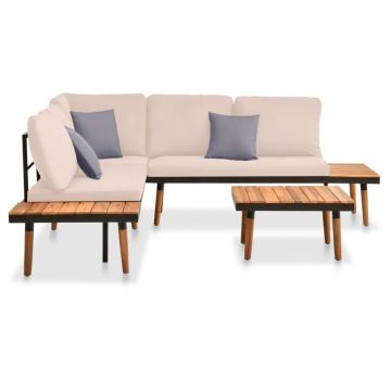 vidaXL Set mobilier de grădină cu perne, 4 piese, lemn masiv de acacia