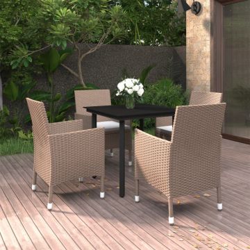 vidaXL Set mobilier de grădină cu perne, 5 piese, poliratan și negru