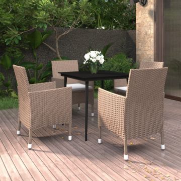 vidaXL Set mobilier de grădină cu perne, 5 piese, poliratan și sticlă