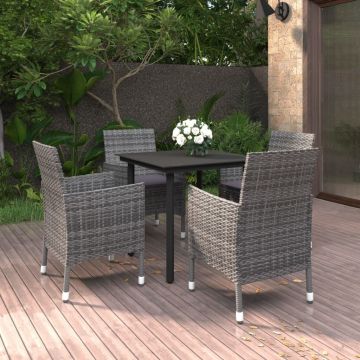 vidaXL Set mobilier de grădină cu perne 5 piese poliratan & sticlă