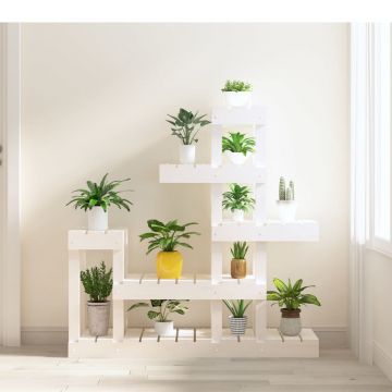 vidaXL Suport pentru plante, alb,92x25x97 cm, lemn masiv de pin