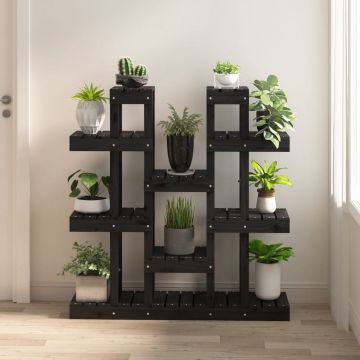 vidaXL Suport pentru plante, negru,104,5x25x109,5cm, lemn masiv de pin