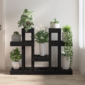 vidaXL Suport pentru plante, negru, 104,5x25x77,5cm, lemn masiv de pin