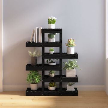 vidaXL Suport pentru plante, negru, 85x25x109,5 cm, lemn masiv de pin