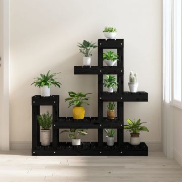 vidaXL Suport pentru plante, Negru,92x25x97 cm, lemn masiv de pin